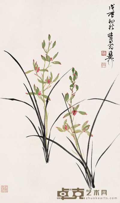 谢稚柳 1988年作 兰 立轴 81×48cm